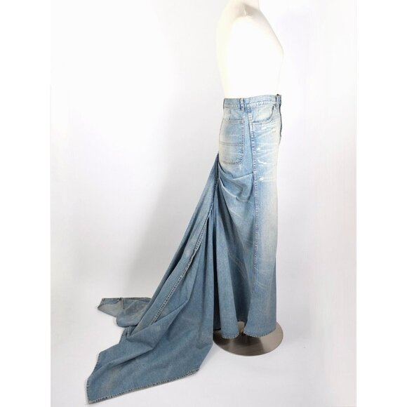 Ralph Lauren Collection long denim skirt sz 4 maxi train Spring 2003 - Picture 5 of 12